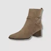 Anne Klein Women's Beige Microsuede Almond Toe Booties Shoes Size 10M