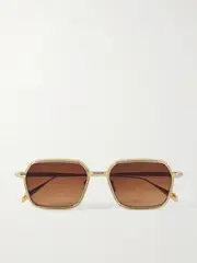 [Jacques Marie Mage] Jacques Marie Mage - Admiral Square-frame Two-tone Titanium Sunglasses - Gold - One size One size Gold