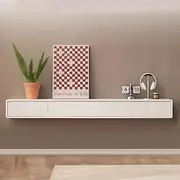 Wall Mounted TV Cabinet White Floating TV Unit Wooden Wall Cabinet Storage Cabinet Under TV Multimedia Console(160CM/63.0IN)