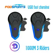 2X1000M Bluetooth Motorcycle Helmet Intercom 3 Riders Motorbike Headset FM BT-S3
