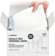 Lunderg Commode Liners - Value Pack 100 Count Universal Fit - Medical Grade Bedside Commode Liners Disposable for Adult Commode Chair, Portable Toilet Bags or Camping Toilet Bags