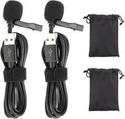 RYTTGOP 2Pcs USB Microphone, Lavalier Microphone Compact Omni Directional High Fidelity for Streaming Recording Gaming