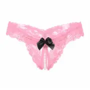 Size 8-12 Sexy Crotchless Pearl Lace Thongs Briefs Panties G-strings Lingerie