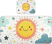 Cooling Baby Toddler Bed Mattress 28" x 52" Absorbent Pads for Bed Washable for Kids Cartoon Cute Sun Moon Clorful