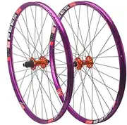 26'' 27.5'' 29'' Wheels MTB Aluminium Alloy Wheelset Disc Brake Mountain Bike Front Rear Rims with Thru Axle Cassette Hubs 8-12 Speed (Color : Purple-Red, Size : 27.5inch)