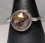 PALLASITE METEORITE SPINNER RING, LARGE - Size 8.25 Adjustable