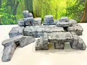 Wargaming Terrain SET OF 13 PAINTED Rocks D&D Warhammer Modular Stackable Cliffs
