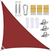 Sun Shade Sail, Right Angle Waterproof Sunscreen UV Block Sunscreen Awning Canopy, with Hardware Kits and Rope, for Outdoor Patio Garden- Rust Red|| 5x5x7.1m(16x16x23ft)