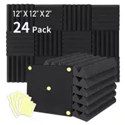 24 Packs Acoustic Foam Panels 2" X 12" X 12", Soundproofing Foam Noise