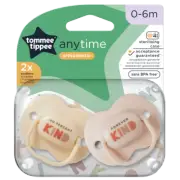 Tommee Tippee Anytime Orthodontic Soothers 0-6m 2 Pack BPA Free Silicone