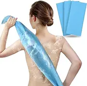 ARCH&M Exfoliating Washcloth Towel Japanese Washcloth Nylon Bath Wash Towel Korean Exfoliating Towel Beauty Washcloth Sponge Loofah Body Scrub Back Scrubber for Shower Cloth 3 Pack by (Blue x 3)
