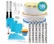106Pcs Multi-Function Cake Decorating Set Cake Turntable Kit Pastry Tube Fondant Diy Tools