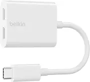 Belkin Rockstar USB-C Audio and Charging Adapter Headphone Adapter Fast Charging with Power Delivery 60W for iPhone 15, iPad, Galaxy, Note, Google Pixel, LG, Sony, OnePlus - White
