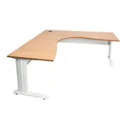 Corner Workstation With Span Leg Beech And White 1800X1800Mm