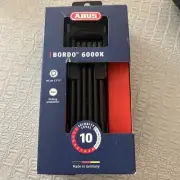 New ABUS BORDO 6000K Folding Lock 90 cm Keyed with SH Bracket 6000K/90 BK SH
