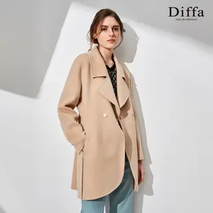 【Diffa】喀什米爾羊毛觸感翻領長大衣3868-1454