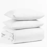 LINENOVA Single Size Quilt Cover Set 100% Luxury Cotton 500 Thread Count Duvet Cover Set - White