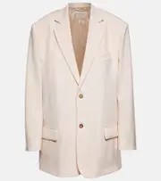 [Tod's] Tod's Leather-trimmed wool blazer AU 12 beige