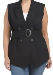 Vince Plus Size 22 Tailored Blazer Vest Black Wool Blend Sleeveless Jacket $545
