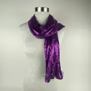 NEW Remington Womens Scarf Purple Sequinned Size 10" x 58" Sparkly Glam Rock