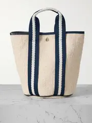 [RUE de VERNEUIL] RUE de VERNEUIL - Cruise Bucket Small Leather- And Webbing-trimmed Canvas Tote - Beige - One size One size Neutrals
