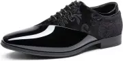 Bruno Marc Men's Dress Tuxedo Shoes Classic Patent Velvet Lace-up 8, Black