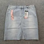 Almost Famous Skirt Womens Size 1X Blue Denim High Rise Midi Front Split New