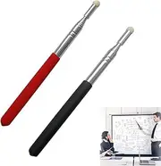 2PCS Extendable Teachers Pointer Stick - 39" Telescopic Whiteboard Pointer with Felt Tip for Classroom, Tours, Coaching - Durable & Lightweight Design - Red & Black
