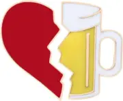 Whimsical Broken Heart with Wine Bottle & Beer Mug Brooch Pin Set
