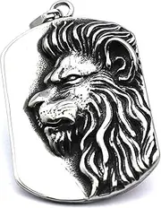 [PikaLF] Lion Necklace for Men, Norse Viking Lion Head Pendant Necklace with 23.6” Chain, Gothic Hip Hop Lion Tag Necklace, Vintage Lion Totem Amulet Necklace, Punk Animal Lion Jewelry for Men Boys