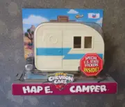 Chevron Cars HAP E. CAMPER 2006 Ivory w Blue Stripe Trailer Toy Car Techron NEW