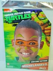 Michelangelo Teenage Mutant Turtles Face Halloween Costume Tattoos New