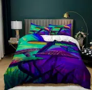 a348 Bed Sheets Nature Mushroom World Quilt Duvet Cover Set Comforter Cover Double3-Piece Bedding Set (1 Duvet Cover + 2 Pillow Shams) Tm348