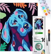COLORDEMY 2-in-1 Paint by Numbers Kit - Rolled Canvases (20x25cm & 20x20cm), 16 Colours, Brushes & Paints Included - Fun for Adults & Kids, Perfect for Parties or Group Painting (Beagle Design)