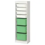 TROFAST storage combination with boxes, white white/bright green, 46x30x146 cm