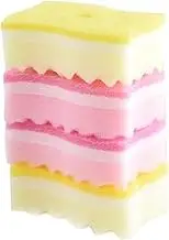 Yellow Pink Colors Multi-Functional Sponges Non-Scratch Scrub Sponges Household Kitchen Cleaning Sponges Durable Scouring Pads,Pack of 4