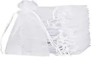 100pcs Large Organza Bags White, 8 x 12 inch Mesh Gift Drawstring Pouches Goodie Bags for Christmas Shower Party Favors Samples (White, 30x20cm)