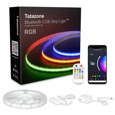 16.4ft Bluetooth RGB COB Led Strip Lights with Remote, Dimmable Smart App Led...