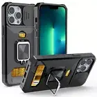 Armor Magnetic Case with [Card Slot] [Ring Stand] for Apple iPhone 14 Pro/Plus