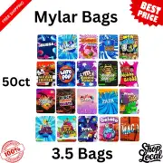 50pc Mylar Bags 3.5 Gram – Sealable, Smell-Proof Food Storage | Random Design