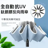 在飛比找momo購物網優惠-【vivi 流行生活館】抗UV10骨抗暴風自動摺疊反向傘-鈦