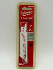 Milwaukee SAWZALL Thin Kerf BI-Metal 100mm 3 15/16 24TPI Blades 5 Pack NEW 4"