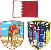 A-ONE Qatar Night View Destinations Heat Sealed Backing Shield Patch+United Arab Emirates Country Flag Morale Patch+Camel Tourist Attractions Morale Patch, Patches for T-Shirt Jacket NO.361CL