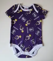 Fremantle Dockers AFL Baby Infant Purple Mascot AOP Printed Romper Size 0 New