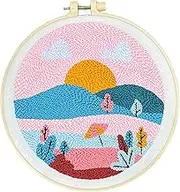 IUOUTG DIY Needle Punch Kits for Art Crafts, Cross Stitch Kit with Stamped Pattern Craft Set for Adults for Craft Lover Hand Stitch