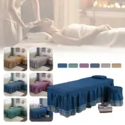 Beauty Massage Bed Full Cover Striped Table Sheet Hole SPA Bed Cover Skirt