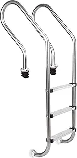Swimming Pool Pedal Ladder,Embedded 304 Stainless Steel Handrail,Heavy Duty 2/3 Step Step,for Outdoor/Indoor/In-Ground Swimming Pools(3 Step)