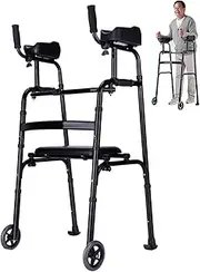 Rolling Mobile Walking Aid Seniors Stand Upright Adjustable Walking Frame With Wheels Foldable Aluminum Rollator Walke Rolling Walkers With Armrests Rollators For Seniors
