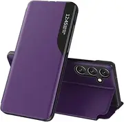[LEMAXELERS] Mobile Phone Case for Samsung Galaxy S25 Plus Case Wake Up Smart View Foldable Leather Protective Flip Cover with Stand Function 360° Protection Shockproof Leather Case for Galaxy S25 Plus