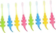 SECFOU 8pcs Adorable Kids Toothbrush Cartoon Crocodile Toddler Toothbrush Soft Bristles
